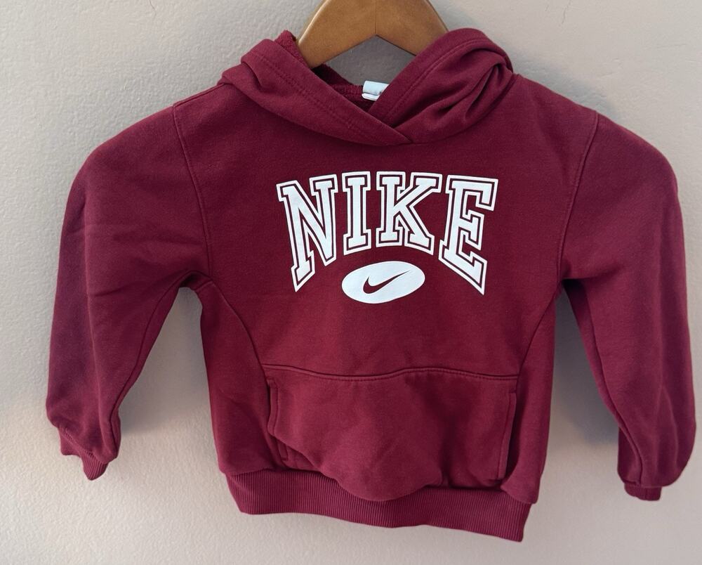 NEW BOYS NIKE SPORTSWEAR CLUB FLEECE-LINED HOODIE SIZE 4T DARK RED